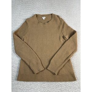 J.Crew Sweater Womens Medium Brown Cotton Blend Crewneck Chunky Knit Pullover